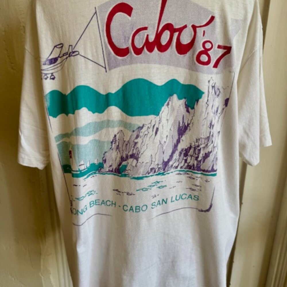 Vintage Single Stitch Hanes Beefy T Long Beach - Cabo '87 T Shirt Size XL - Picture 5 of 9